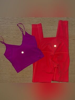 lululemon athletica Purple & Red Strappy Crop Camisole
